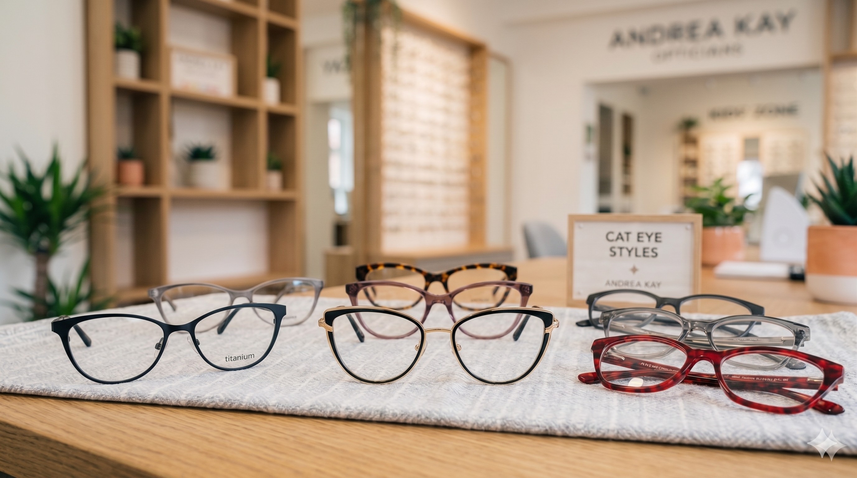 A fashionable pair of elegant cat-eye upswept glasses frames