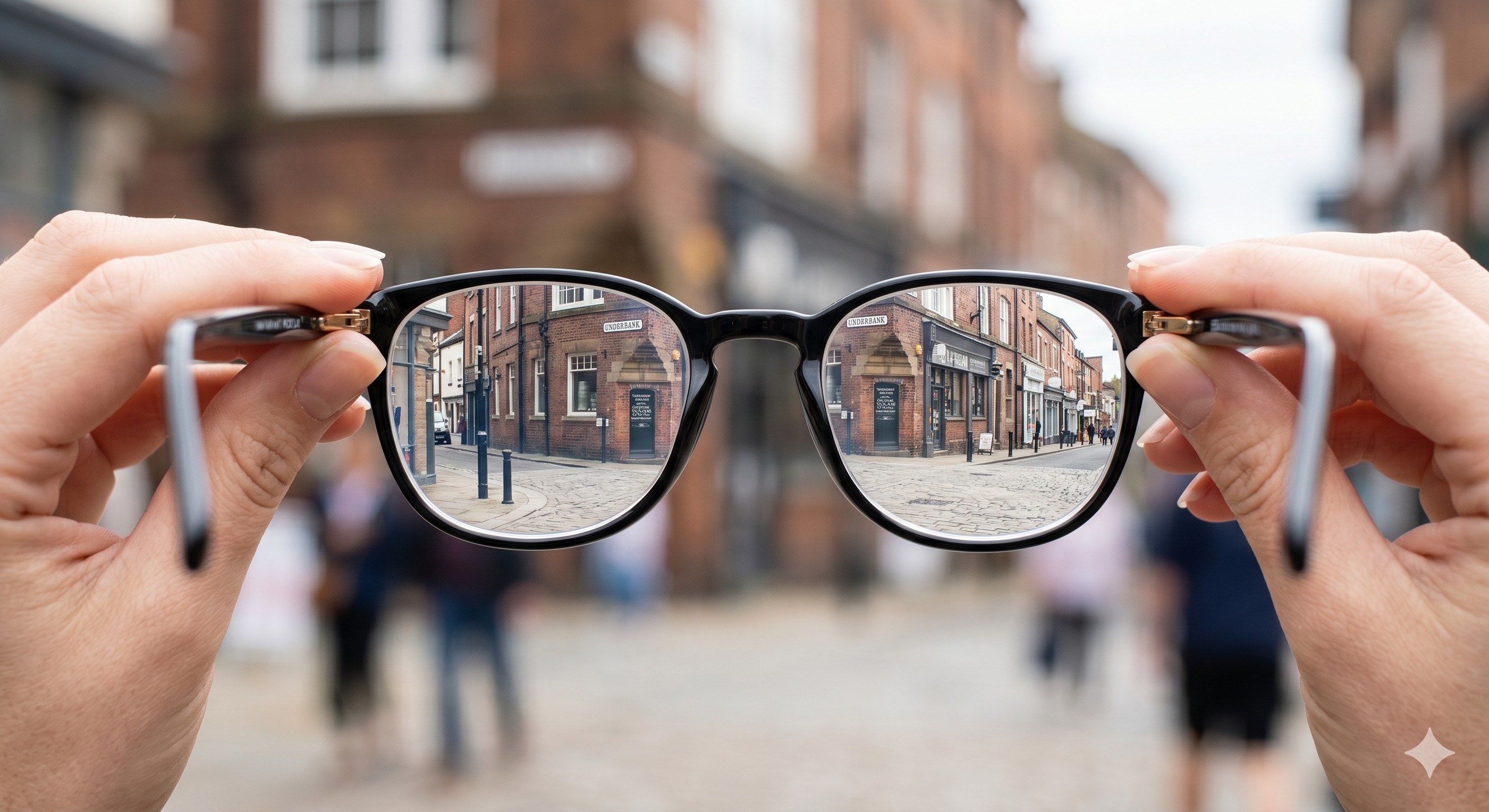 Comparison of standard and high-index thin prescription lenses at Andrea Kay Opticians Stockport.